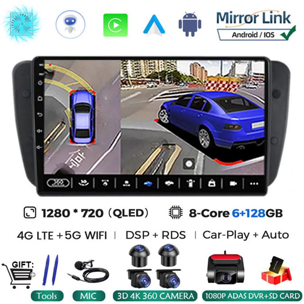 Android 14 Car Radio For Seat Ibiza 6j 2009 - 2012 Multimedia Video Player QLED Touch Screen GPS Navigation Carplay Auto Stereo