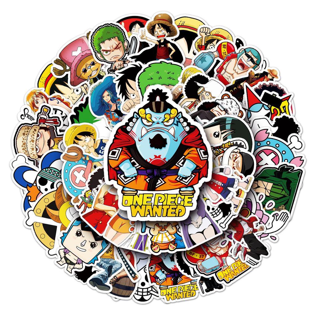 50 Sheets One Piece Anime Stickers: Waterproof Graffiti Decals for Laptops, Skateboards, Cars, Motorcycles, and Guitars