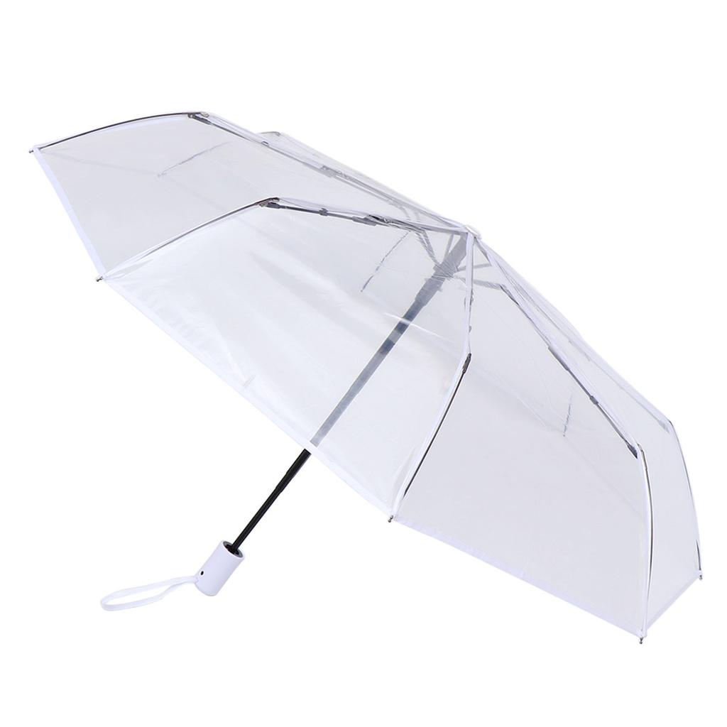 Handle Fully Automatic Three-fold Transparent Umbrella Travel Men Women Folding Mini Material: Rubber Small Rainy Day