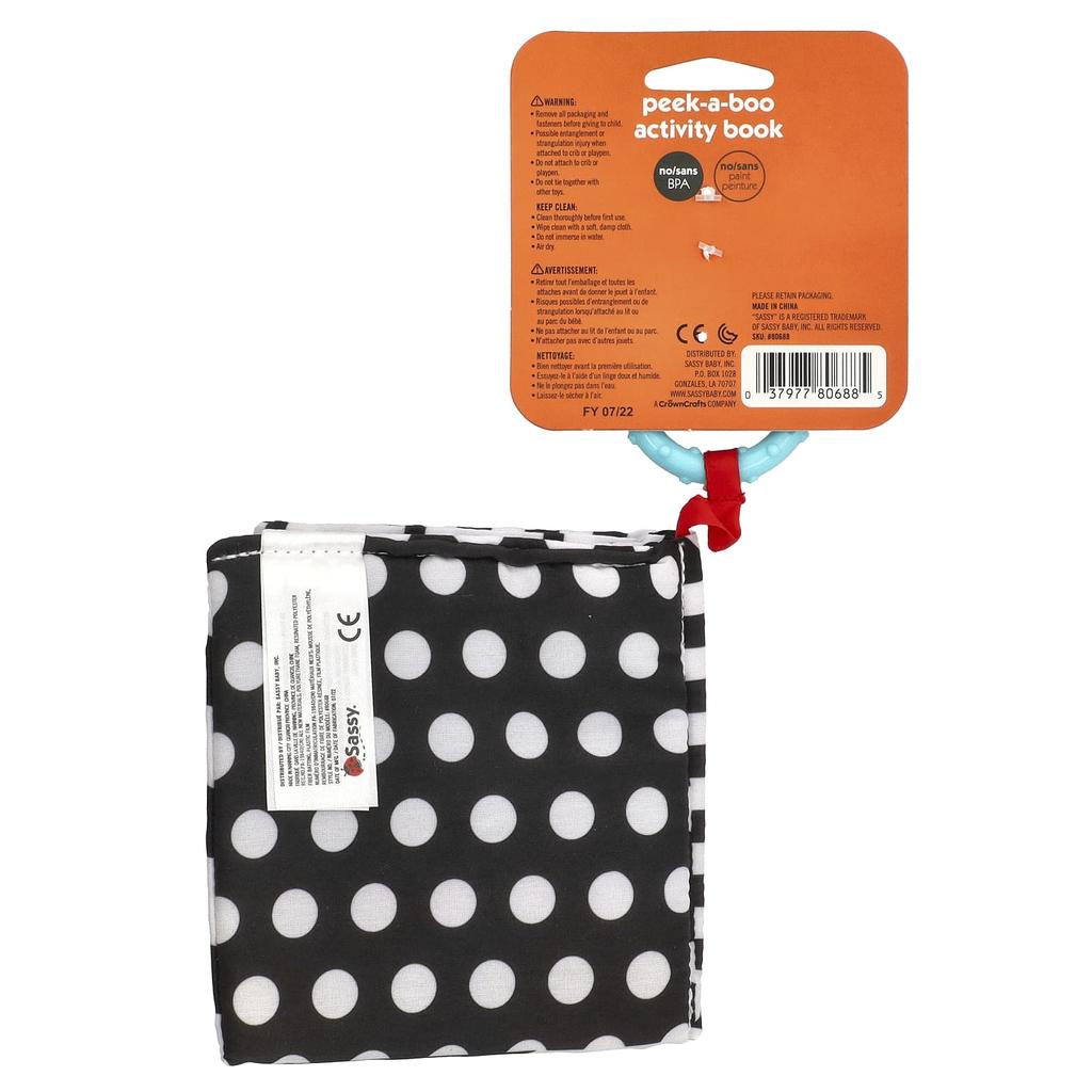 Sassy Developmental Toy, Peek-A-Boo Activity Book, Ages 0 Months and Up, 1 Piece