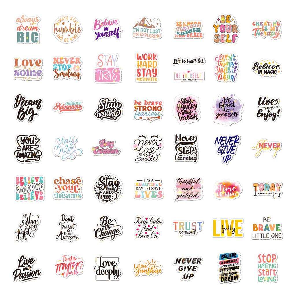 English Inspirational Stickers 100 Laser Stars Shiny Water Cup Computer Decoration DIY Waterproof Suitcase Stickers