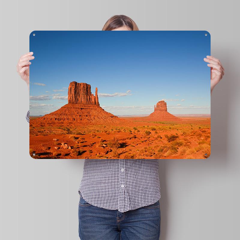 Monument Valley Landscape D Texture Printed Poster Custom Vintage Metal Tin Plate Sign for Wall Art Decoration Home Decor Items