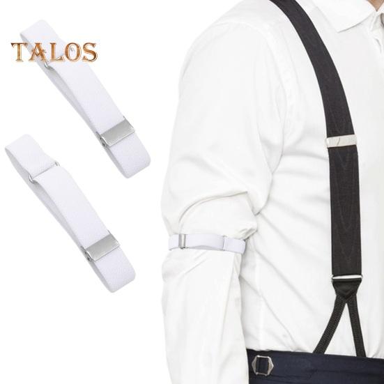 1 Pair Unisex Armband Adjustable Faux Leather 2CM Width Solid Color Elastic Shirt Sleeve Holder Arm Cuffs Bands Party Wedding Clothing Accessories