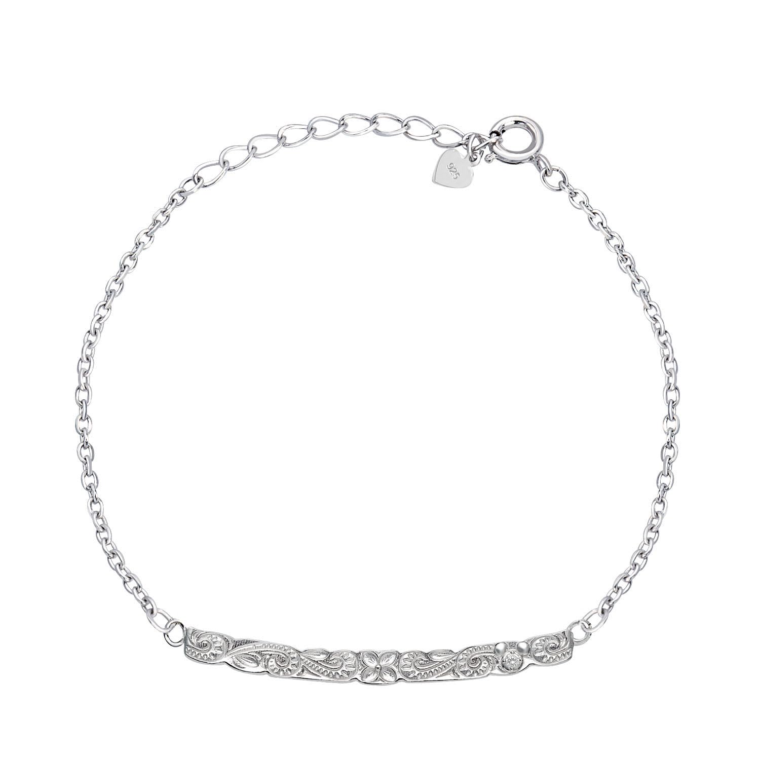 

Lala Christie Disney Bracelet, Hawaiian Jewelry, Scroll Bar, Silver 925, Mickey Mouse lb58-0002