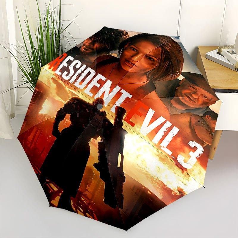 1pc Resident Evil Automatic Opening/Closing Umbrella with Convenient Three-Fold Design, 8 Iron Ribs - for Outdoor Daily Use, Travel A13