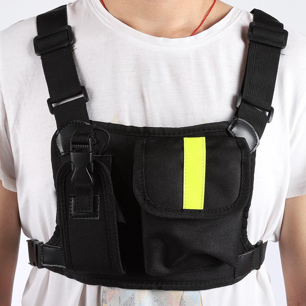 Bright Yellow Chest Harness Chest Front Pack Pouch Holster Vest Rig Carry Case for WalkieTalkie