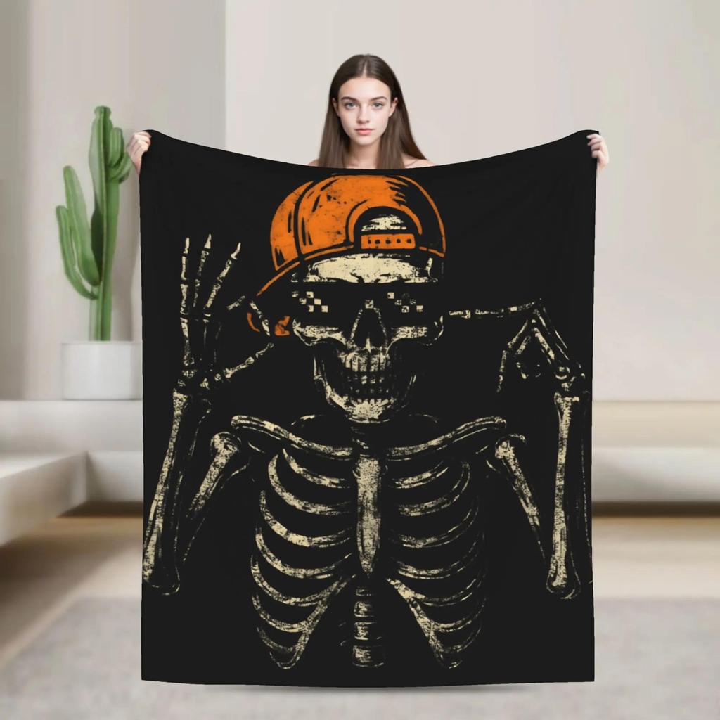 Six Seven Meme Funny Skeleton Blanket Warm Plush Throw for Bed Sofa Outdoor Soft Flannel Bedspread for Boys Girls Men Women