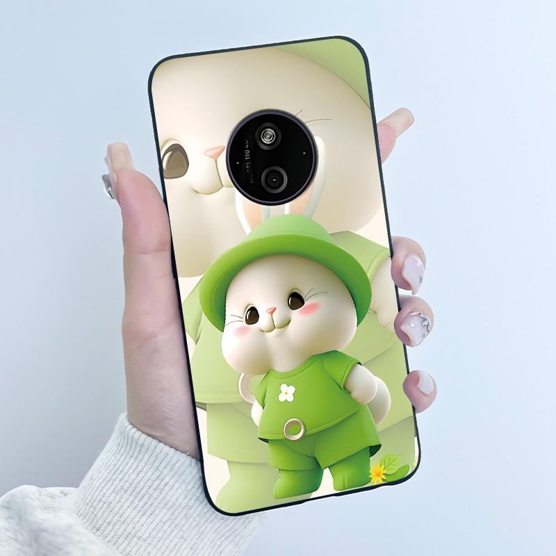 Phone Case For Nokia 125 HMD 110 4G 2024 Casing Luxury Cute Love Rabbit Funny Cartoon Black Matte Soft Silicone Shockproof Cover