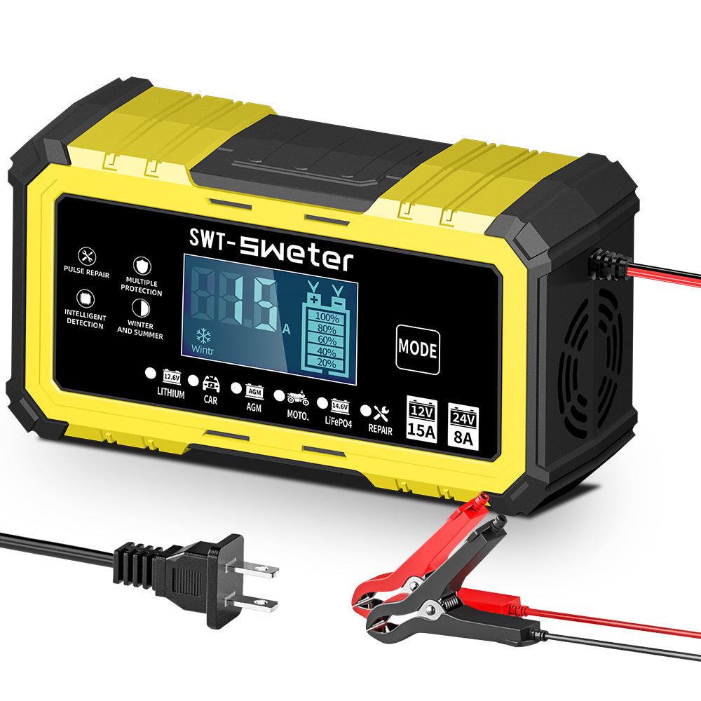 12/24V 15A High Current Smart Charger for Lead-Acid & Lithium-Iron Batteries