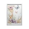 Poster "L" i blommor och fjärilar Poster "L" i blommor och fjärilar, 30X40 cm, Guld aluminiumram, Matt papper 230 gsm