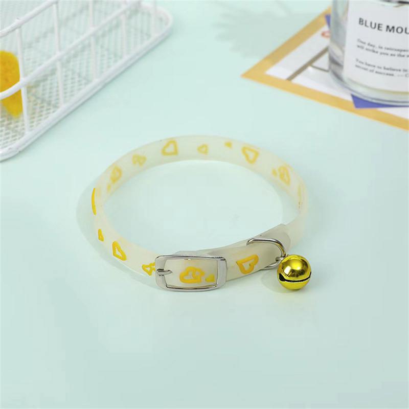 Luminous Cat Necklace Glowing Small Dog Cat Collar Anti-Loss Fluorescent Silicone Cat Bell Collar Neck Ring Pet Cat Accessories