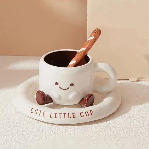 Cute Ceramic Coffee Mug Set for Breakfast – Ins Style Gift for Home & Office Coffee Lovers Gift
