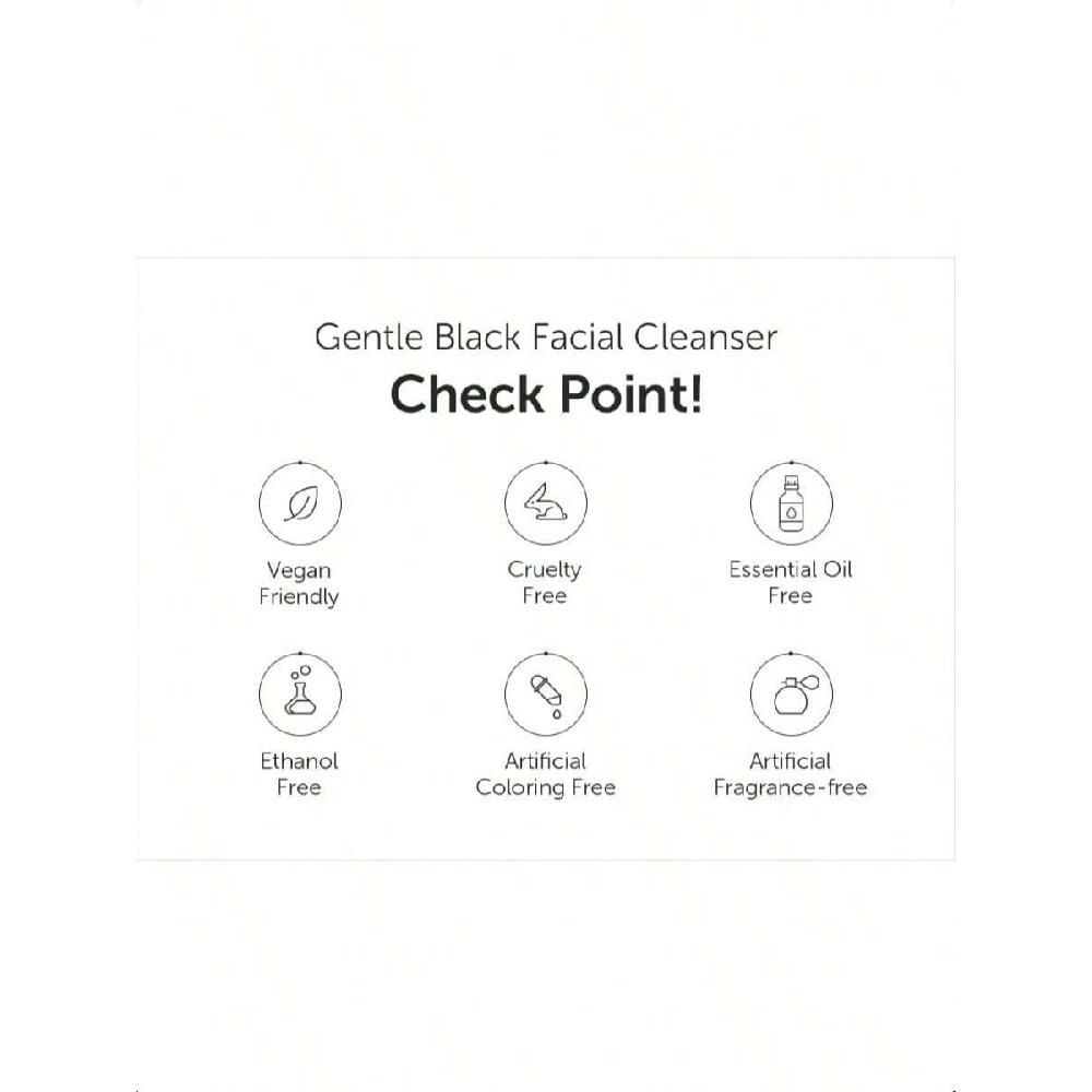 Dear, Klairs Gentle Black Facial Cleanser 140ml | Vegan, Low PH, Hydrating Finish, A Creamy Foam Cleanser, Daily Face Wash