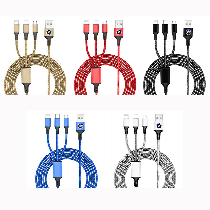 Car 3 In 1 Fast Charging Cord For iPhone Huawei USB Type C For BMW 50th M F20 E36 E92 E87 E30 E46 E91 F31 X5 E53 E34 F11 E70 F25