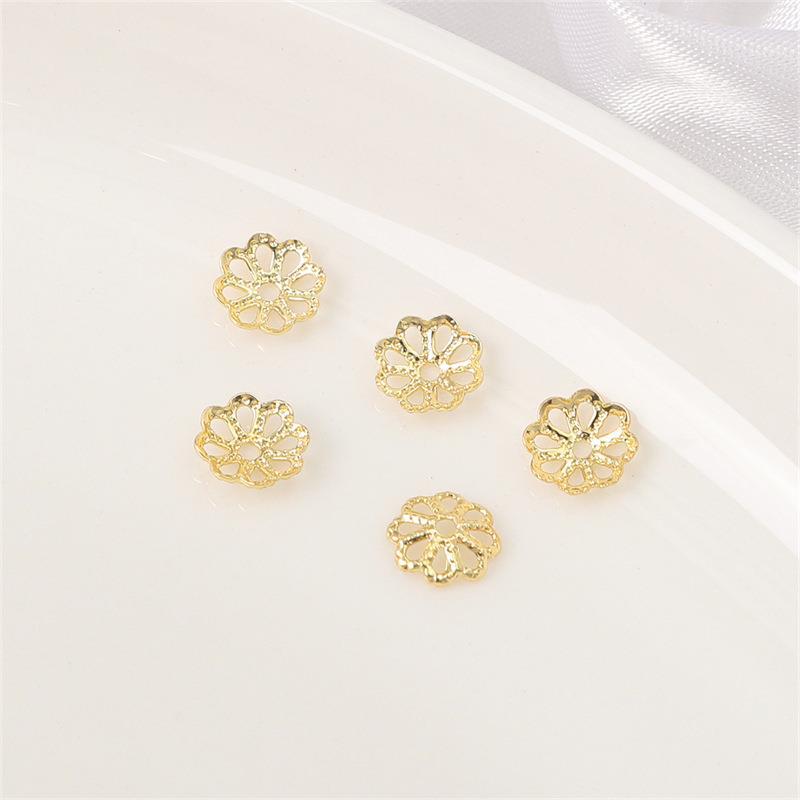 14K Gold Filled Flower Cap Bracelet DIY Jewelry Accessories with White Gold Beaded Spacers
