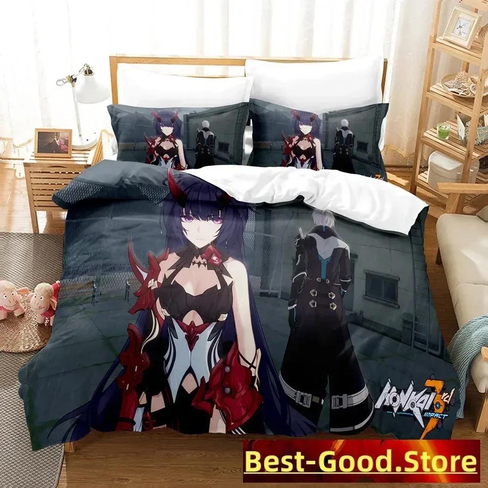 Honkai Impact 3 Bedding Set Printed Bed Set With Pillowcase Bed Duvet Cover Soft Single Double Queen Super King Size Bedroom
