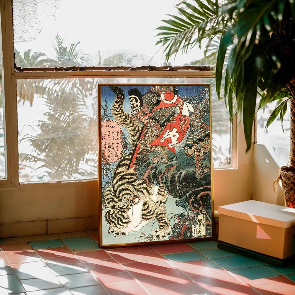 Vintage Japonské Umění Ukiyo-e DIY Samolepicí Plakát Luxusní Samolepka na Zeď pro Obývací Pokoj Bar Dekorace Zdi