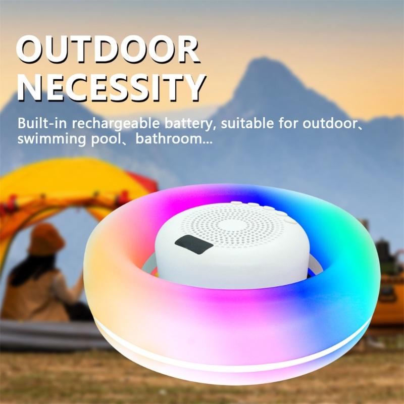 Floating Bluetooth-compatible Speaker with Dynamic LED Lights IPX6 Waterproof Temp Display for Pool Parties Swimming