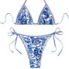 European And American Printed Fabrics Split Bikini Set Lace-Up Swimsuit Women'S Direct Sales