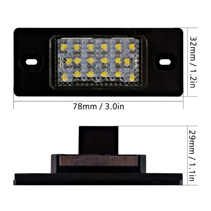 2 Pcs LED Car Number License Plate Lights Lamp Canbus White For VW Touareg Tiguan Golf 5 Passat Touring