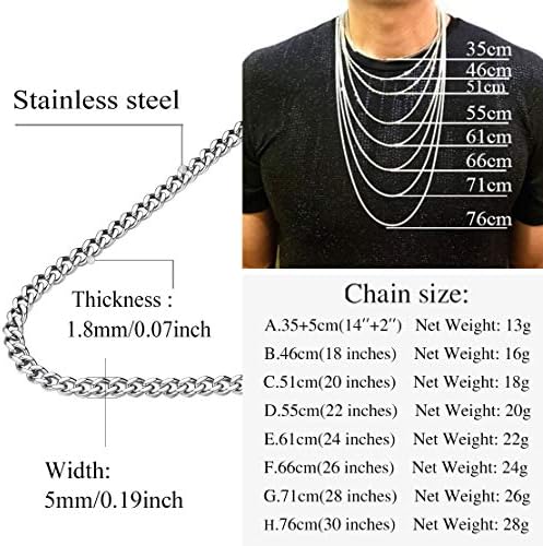 FindChic Stainless Steel Flat Chain Necklace for Men Women Silver Gold Black Hip Hop Jewelry with Free Gift Box Valentine Birthday