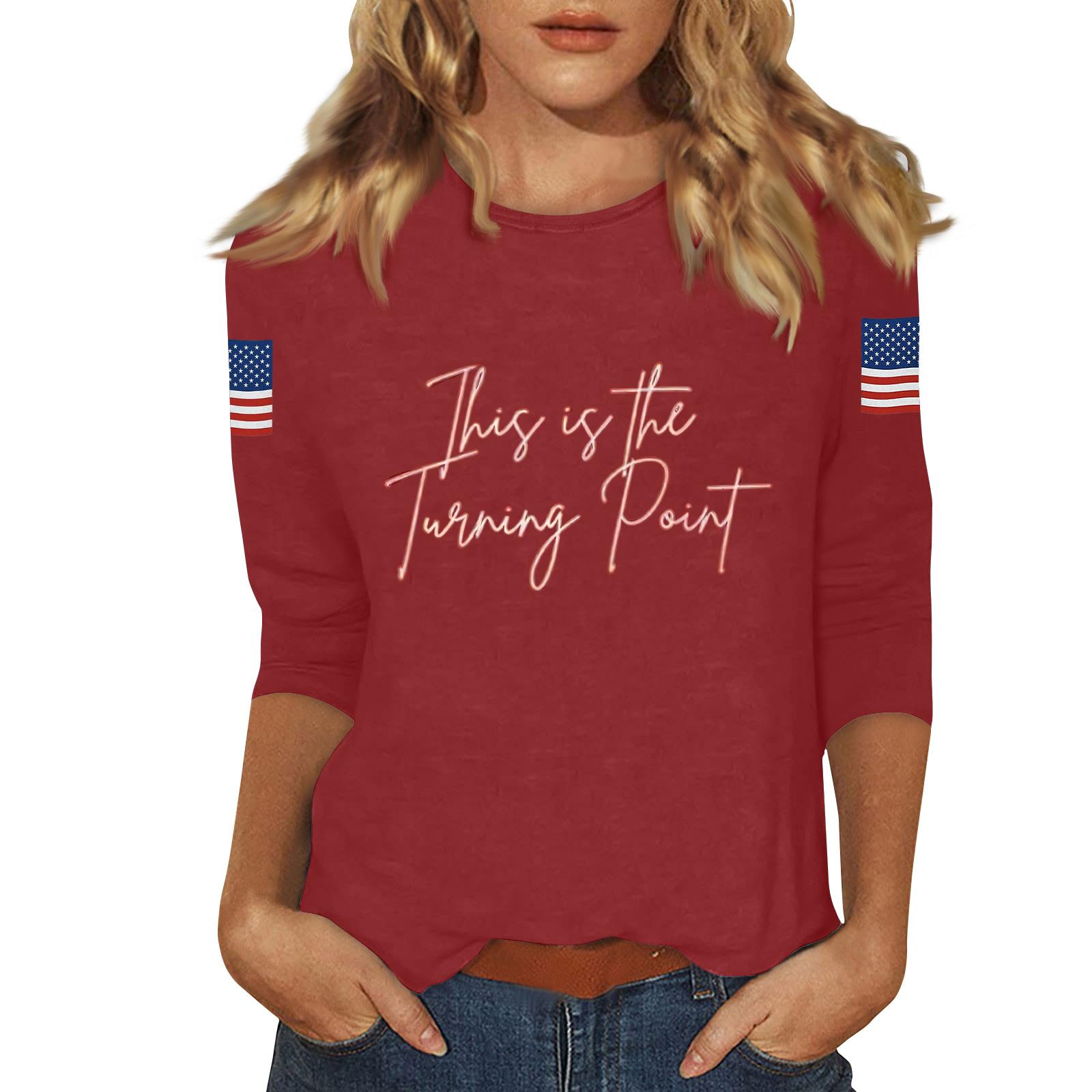 

Women s Casual Fashionable Sexy Comfortable Neck Three-Quarter Sleeve Top L винный