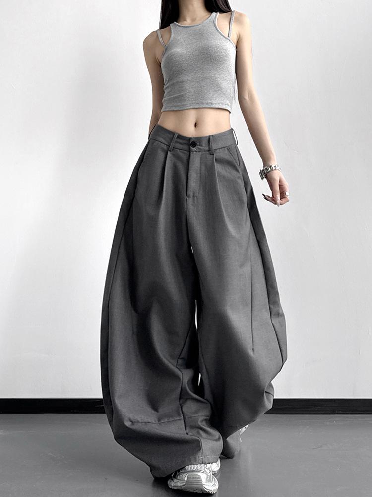 2026 Spring American Retro Wide-Leg Pleated Trousers - High Street Scissor-Leg Suit, Versatile, Loose, Slimming, Floor-Length Casual Pants.