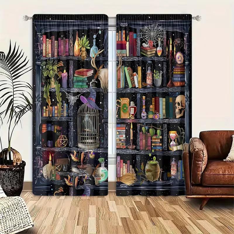 2 Pcs Magic Birdcage print curtains,suitable for bedroom,living room kitchen decoration,home decoration,window decoration