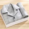 2Pcs/Set Men Pajamas Set Plaid Print Lapel Long Sleeve Single Breasted Shirt Elastic Waist Long Pants Set Loose Fit Loungewear S