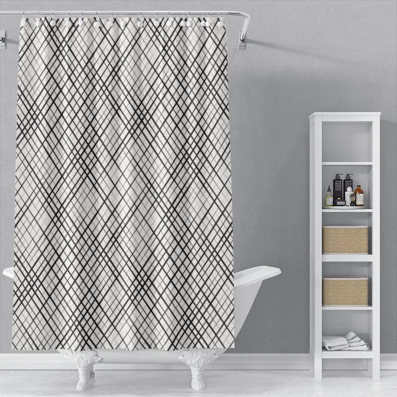 The New Isn Simple Nordic Black And White Line Draft Shower Curtain Toilet Partition Hanging Cloth Window Shading