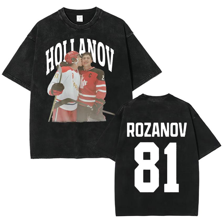 2026 Heated Rivalry Ilya Rozanov 81 Trendy Graphics T Shirt Vintage Washed Mens Oversized Cotton Crewneck Cozy Tshirt Teenagers