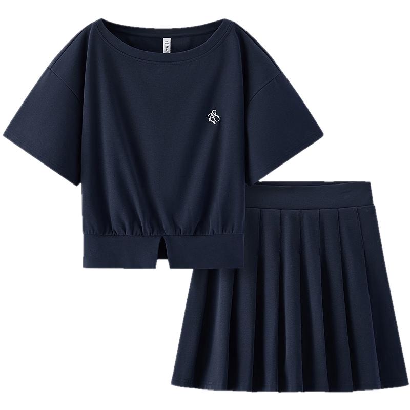 Semir Women's Summer Two-Piece Set: Pleated Skirt & Off-Shoulder Top