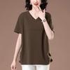 Women's Plus Size Loose Fit Solid Color Short Sleeve Summer Tee