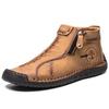 Handmade Leather Casual Shoes For Men Sneakers Men Flat Footwear Zipper Leather Boots Men Ankle Plus Size 39-47