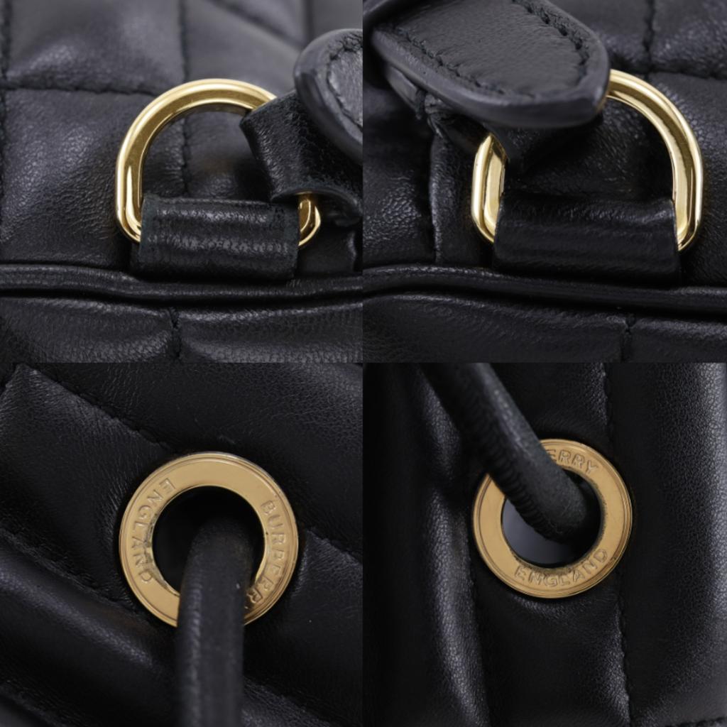 Burberry Quilted Lola Mini Backpack Backpack Daypack 80538151 TB Logo Black Leather Women Used