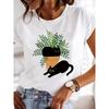 Summer T-shirt Clothing Dragonfly Pattern Printing T-shirt Short-sleeved Top Fashion Casual Ladies Women