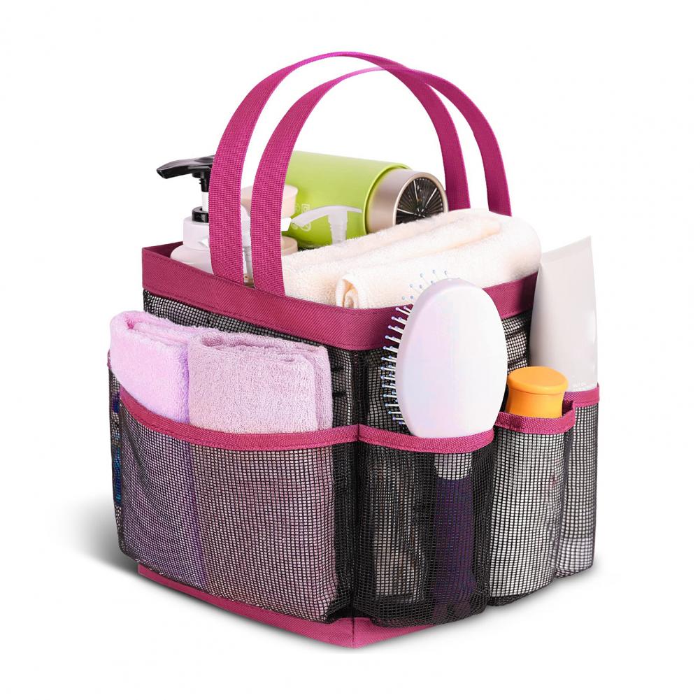 8Pocket Mesh Toiletry Bag Hanging Waterproof Bathroom Shower Bag Beach College Dorm Hanging Shower Organizer Portable Travel Bag
