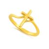 925 Sterling Silver Gold Vermeil Christian Cross Women Ring