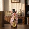 Cute Gentleman Pig Figurine Funny Resin Pig Playing Trumpet Sculpture for Living Room Bedroom Office Desk Home Decor