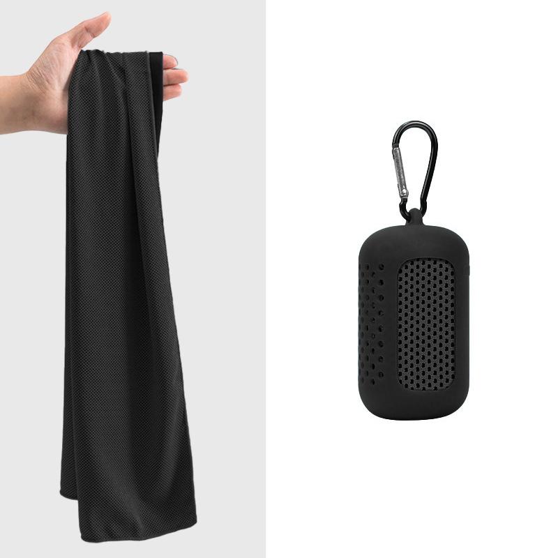 Cooling Towel Breathable Ice Feel Quick Dry Fabric with Silicone Case for Music Festival Outdoor Party Sports