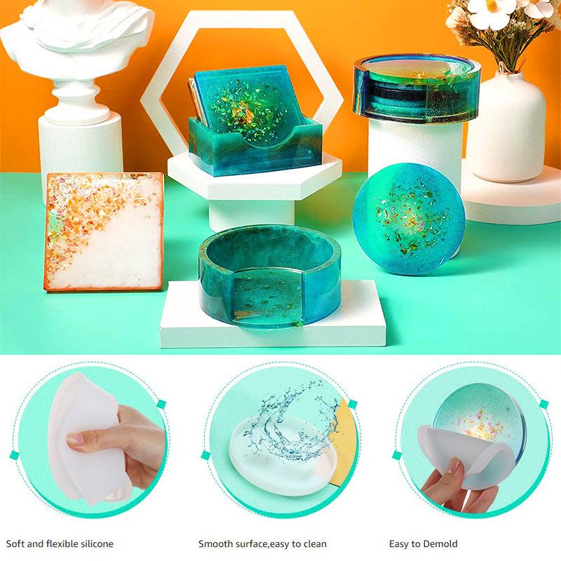 Silicone Mold For Epoxy Resin Set Jewelry Casting Mould Kit with Hand Drill,Glitter Sequins,Tools for Pendant Earring Making DIY