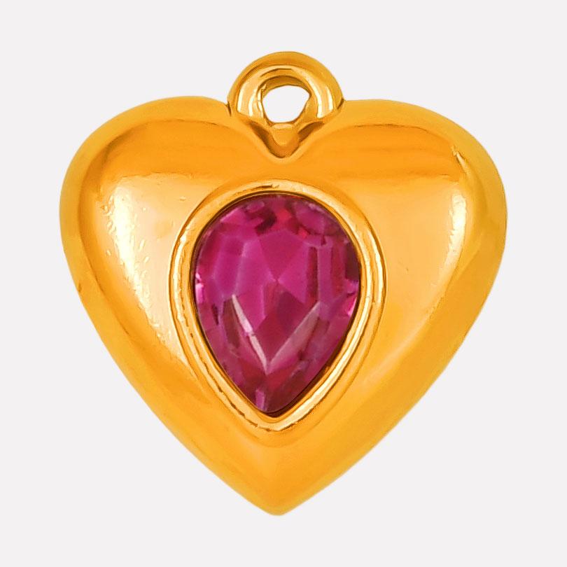 Never Fade Heart Charm Water Drop Rhinestone 6pcs Stainless Steel Charms For Jewelry Making Supplies Metal Pendant DIY Materials