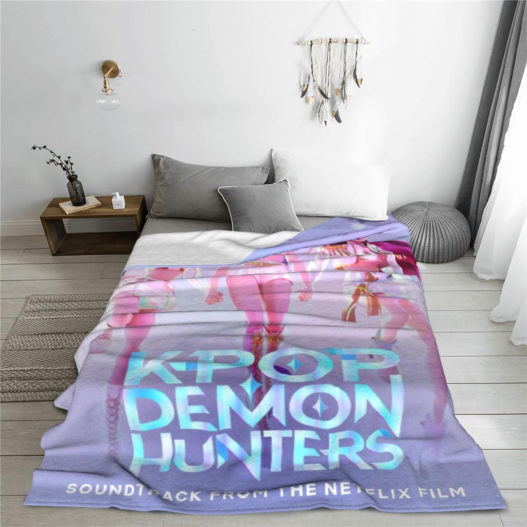 kpop Demon Hunters Huntrix Blankets Quality Soft Warm Throw Blanket Winter Kids Couch Bed Fluffy Bedspread
