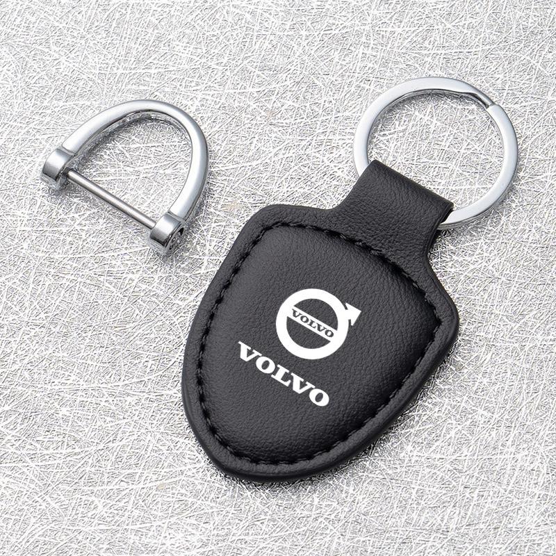 Leather Car Emblem Key Chain Ring Holder For Volvo RDesign XC90 XC60 S60 XC40 V60 V50 S40 XC70 C30 S70 Auto Keychain Accessories