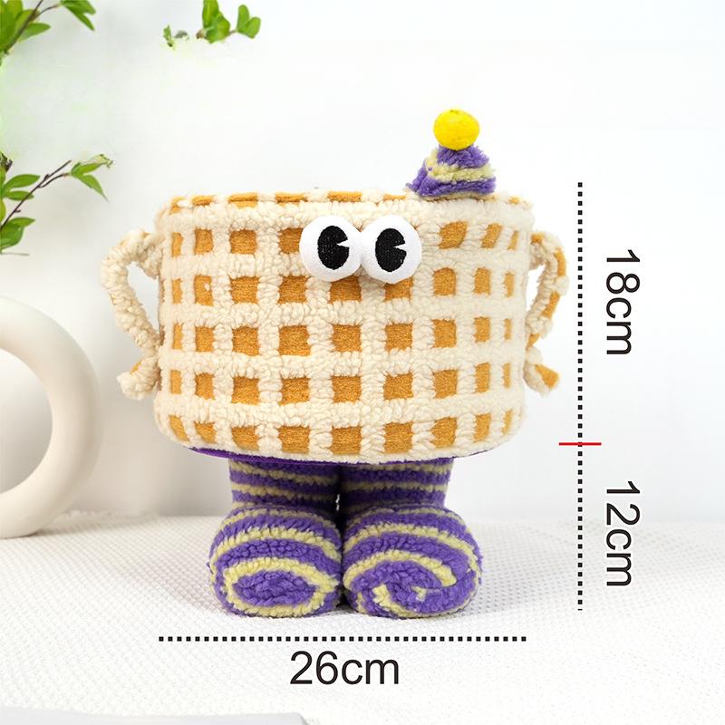 Panier de Rangement Dessin Animé Bigfoot Ya Little Monster Divers Snacks Tri Maison Dopamine Laine d'Agneau Mignon Panier de Tri