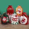 5pcs Christmas Drawstring Gift Bag Cartoon Candy Cookie Apple Wrap Bag Kids New Year Party Favors Supplies Christmas Decoration