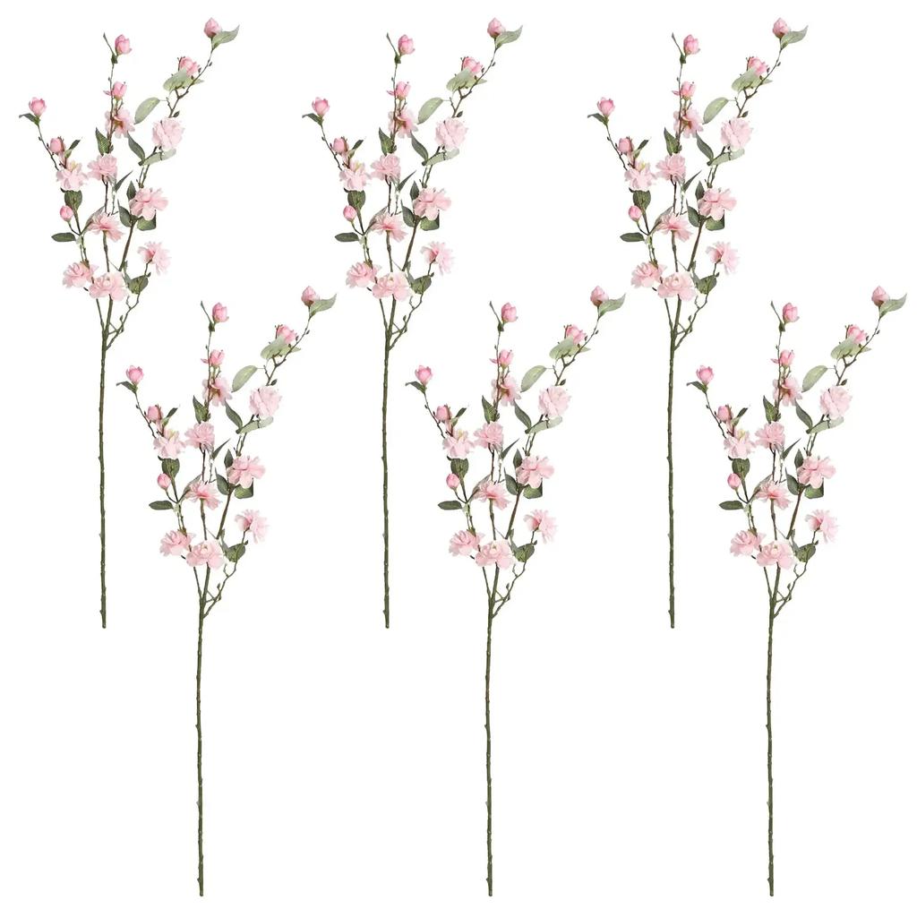 6pcs Camellia Artificial Flower with Long Stems Silk Blossom Fake Flowers Branches for Home Decor and Wedding Arrangements