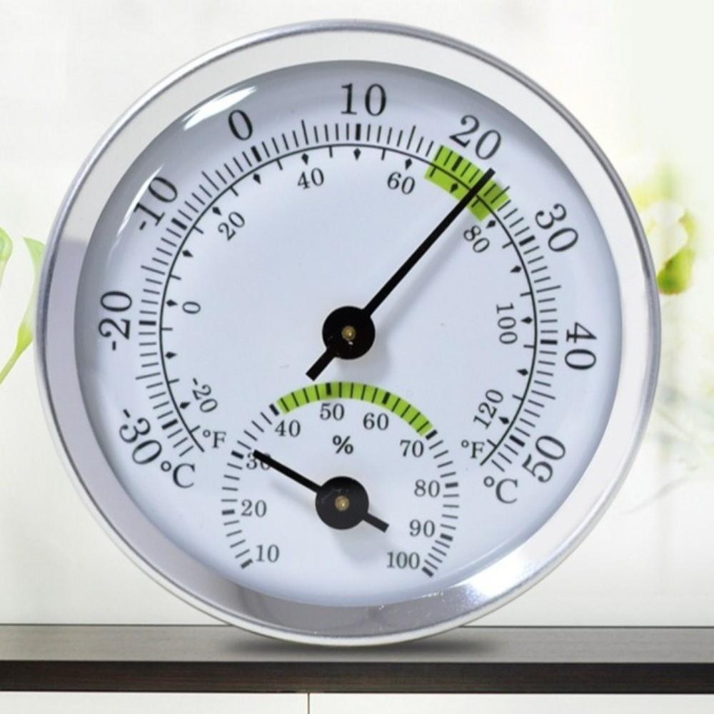 No Battery Required Mini Pointer Thermometer Round Pointer Type Analog Hygrometer Bath and Sauna
