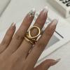 Stainless Steel Irregular Geometry Ring for Women Men Gold Color Leaves Twist Cross Wave Pattern Finger Ring Minimalist Jewelry