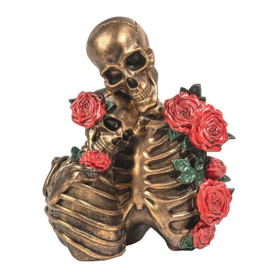 Gothic Hugging Skeleton Couple Couple Resin Sculpture Figurine Rose Skull Vintage Skeleton Decoration